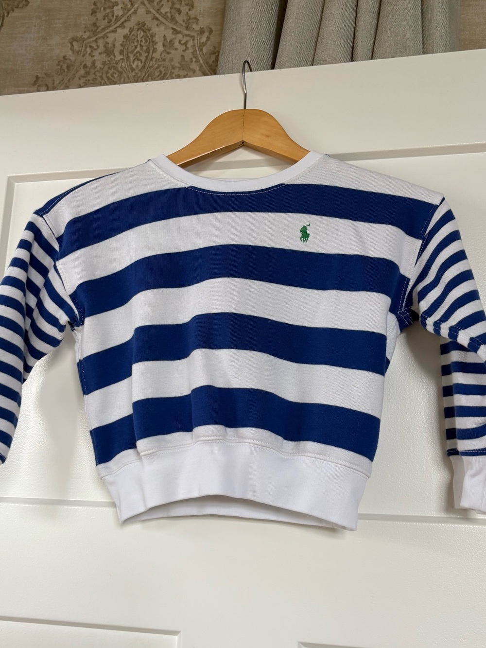 Polo by Ralph Lauren Blue and White Striped French Terry Cloth Sweatshirt Size 6 - Picture 1 of 6